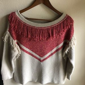 United Colors of Benetton Fringed Cowgirl Chunky Knit Sweater Size XS